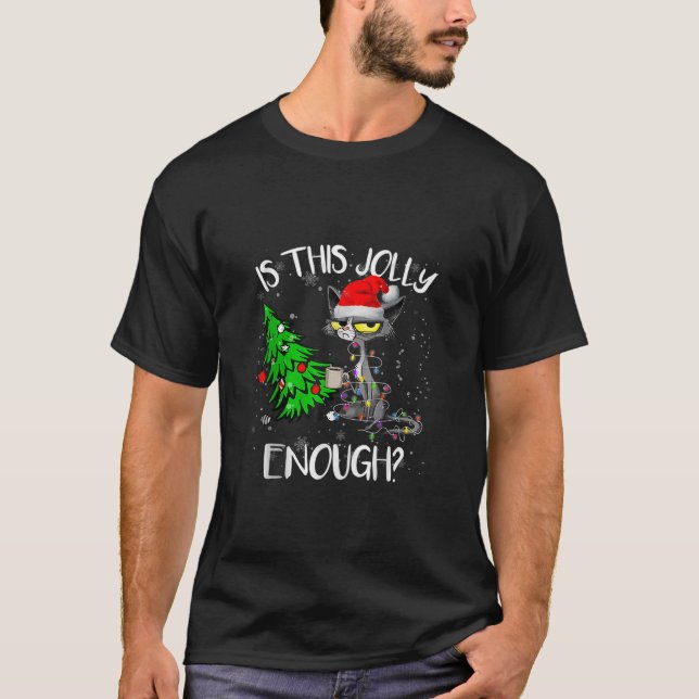 T-shirt Funny Chat Noir Est Ce Jolly Assez Noël San (Devant)