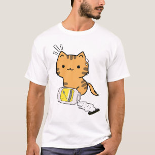 T-shirt Funny Chat orange renversé mayonnaise