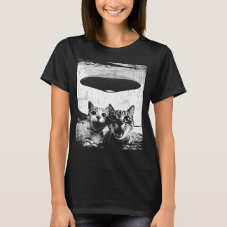 T-shirt Funny Chat Selfie UFO Amoureux des chats bizarre