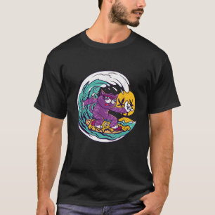 T-shirt Funny Chat Surf sur Pizza Tropical Summer Beach h