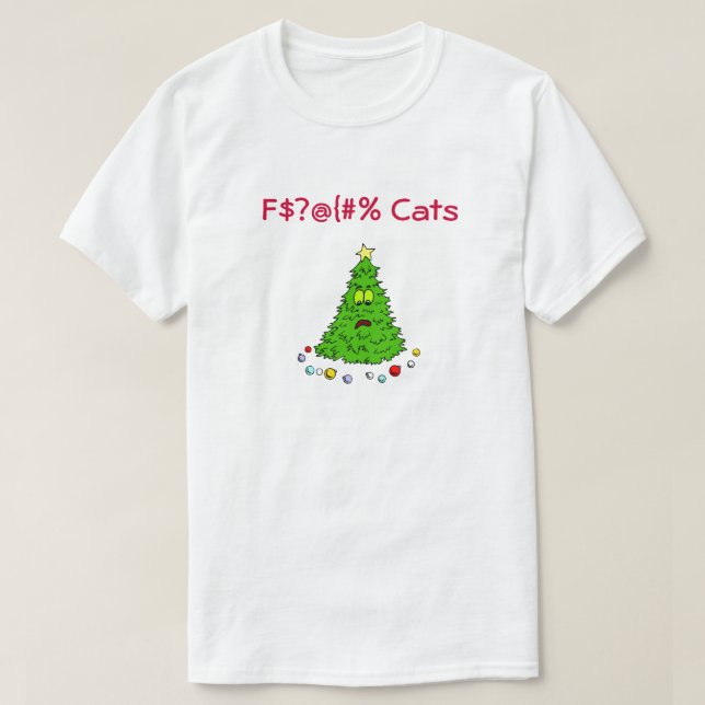 T-shirt Funny Chat Thème Noël Idées cadeaux Feline Kitten (Design devant)