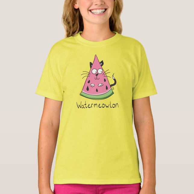 T-shirt Funny Chat Watermelon mignon Kids (Devant)