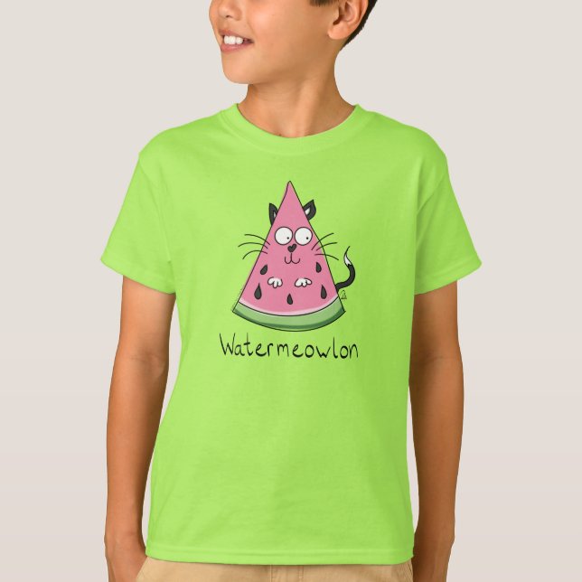 T-shirt Funny Chat Watermelon mignon Kids (Devant)