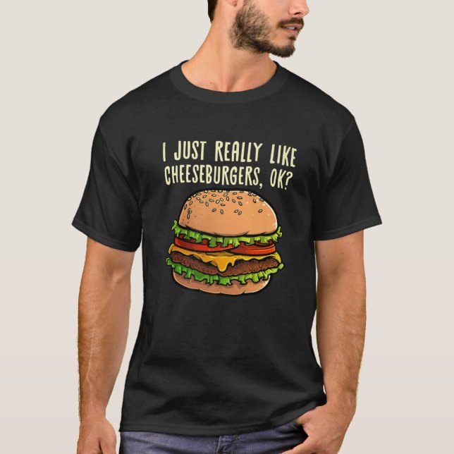 T-shirt Funny Cheeseburger Hamburger Design Burger Lover M (Devant)