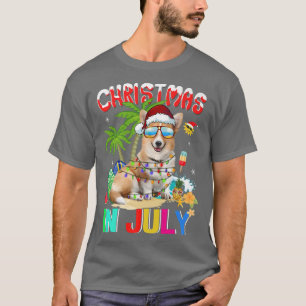 T-shirt Funny Chien de Corgi à Santa Hat Lunettes de solei