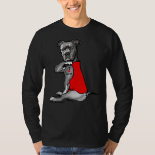T-shirt Funny Chien Pitbull I Love Maman Tattoo 112