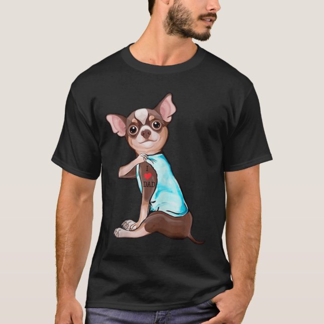 T-shirt Funny Chihuahua Chien I Love Papa Tattoo Funny Chi (Devant)