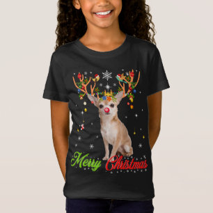 T-Shirt Funny Chihuahua Chig with Antlers Joyeux Noël T