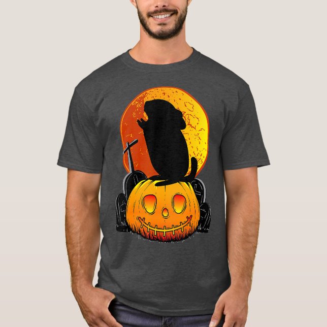 T-shirt Funny Chinchilla sur Citrouille Howling sur Moon F (Devant)