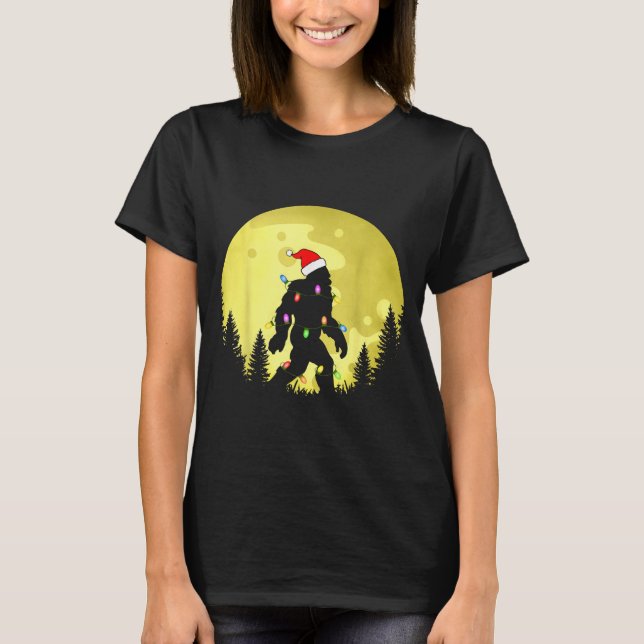 T-shirt Funny Christmas Bigfoot Santa Hat Moon Sasquatch M (Devant)