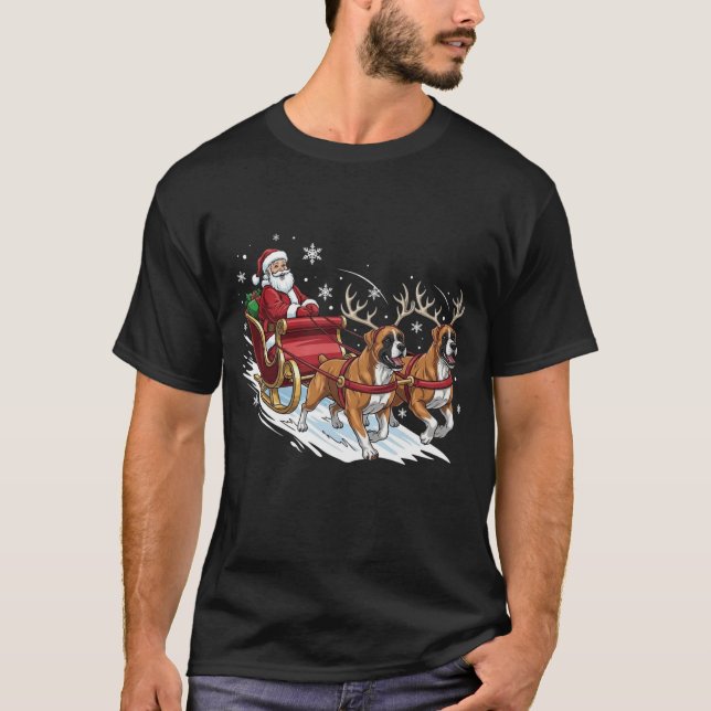T-shirt Funny Christmas Boxer Dogs Lover Xmas (Devant)