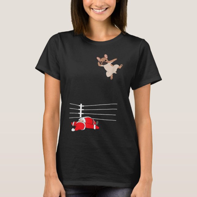 T-shirt Funny Christmas Chien Xmas Lutte Père Noël et Fran (Devant)