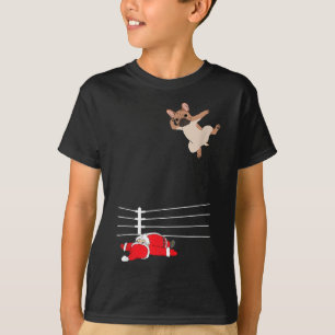 T-shirt Funny Christmas Chien Xmas Lutte Père Noël et Fran