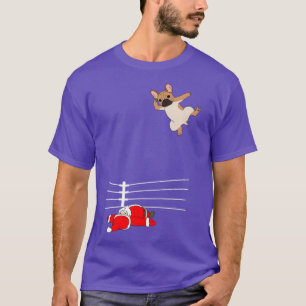 T-shirt Funny Christmas Chien Xmas Lutte Père Noël et Fran