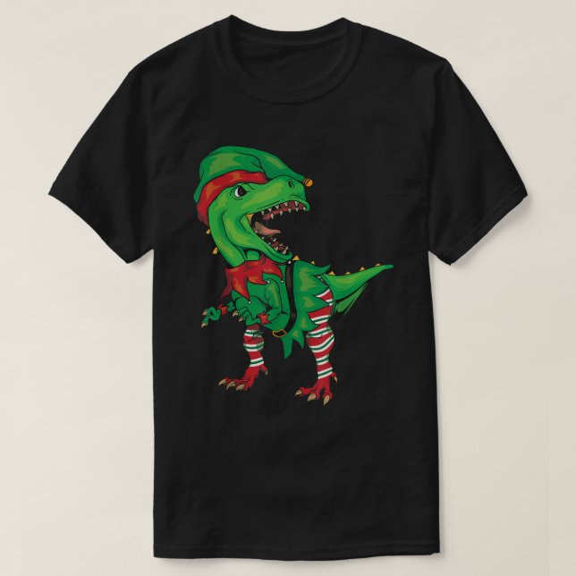 T-shirt Funny Christmas Elf T-Rex (Design devant)