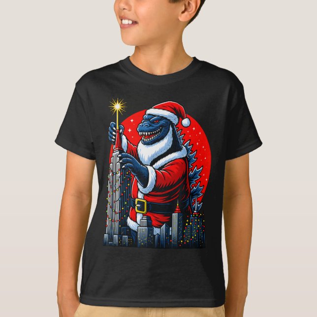T-shirt Funny Christmas Monster Santazilla Holiday Dinosau (Devant)