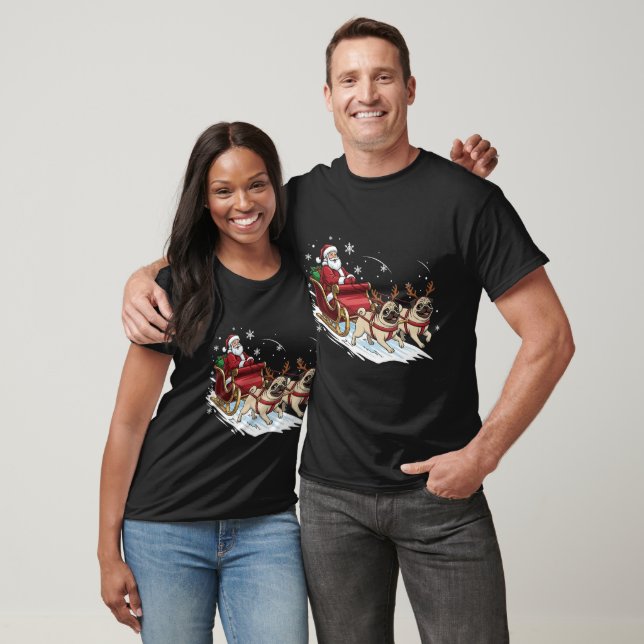 T-shirt Funny Christmas Pug Dogs Lover Xmas (Unisexe)