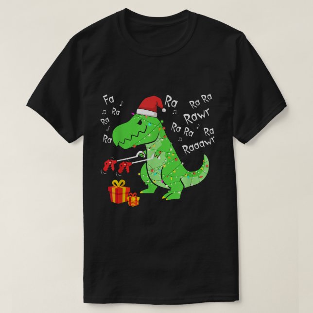 T-shirt Funny Christmas T-Rex Dinosaur Design (Design devant)