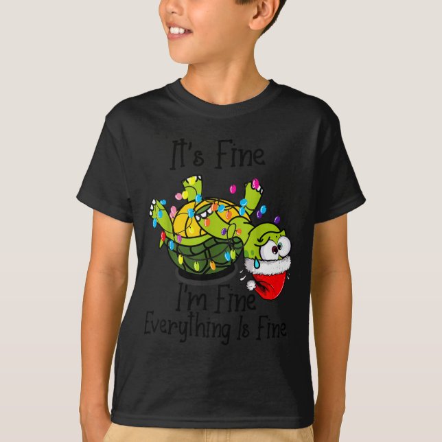 T-shirt Funny Christmas Turtle It's Fine I'm Fine Everythi (Devant)