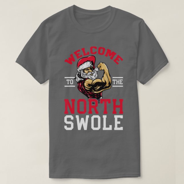 T-shirt Funny Christmas Weightlifting Workout  North Swole (Design devant)