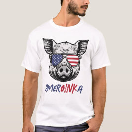 T-shirt Funny Cochon Amer-OINK-a Patriotique