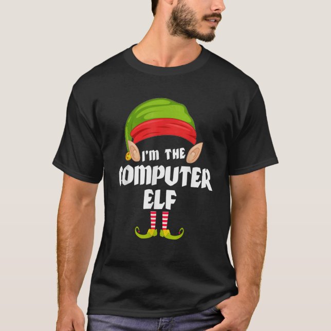 T-shirt Funny Computer Elf Matching Family Group PJ Christ (Devant)