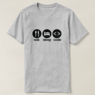 T-shirt Funny Computer Programmer Manger Code de sommeil T