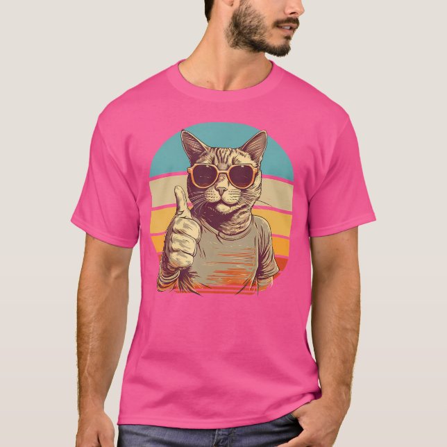 T-shirt Funny Cool Cat With Sunglasses Thumbs Up Sunglasse (Devant)