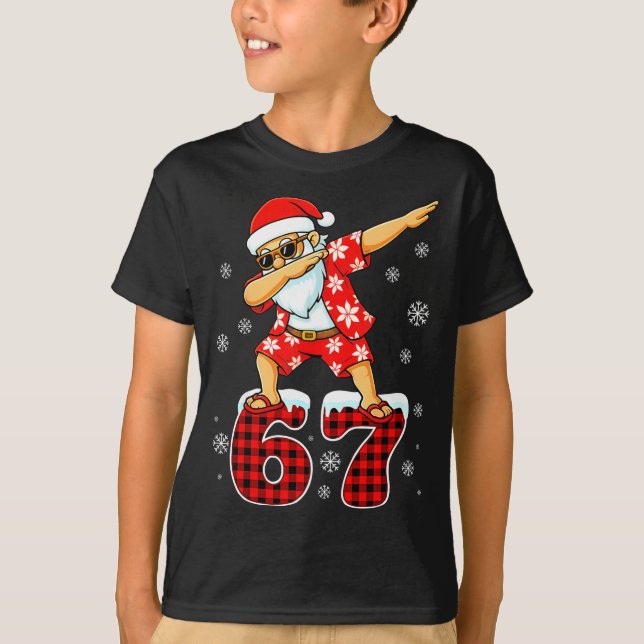 T-shirt Funny Cool Dabbing Santa Hawaii 67 Meme Christmas  (Devant)