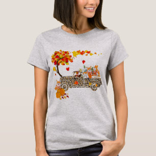 T-shirt Funny Corgi équitation Leopard Plaid Camion