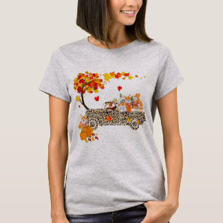 T-shirt Funny Corgi équitation Leopard Plaid Camion