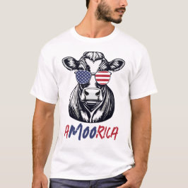 T-shirt Funny Cow A-MOO-Rica Patriotique