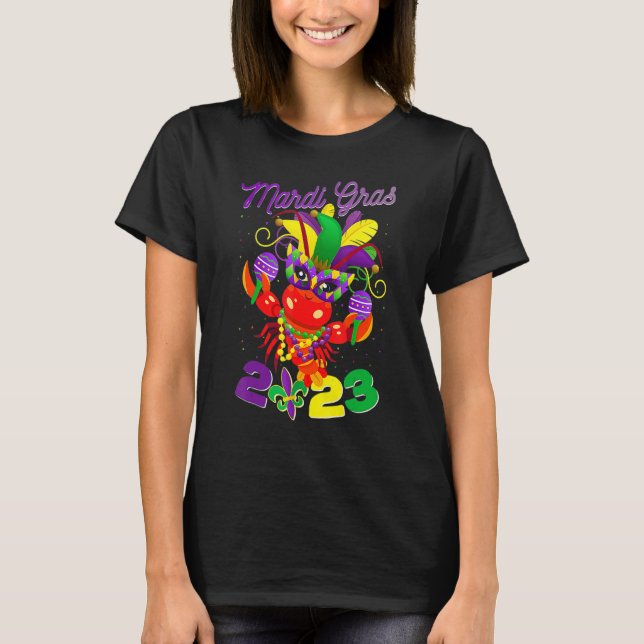 T-shirt Funny Crawfish Mardi Gras 2023 New Orleans Beads C (Devant)