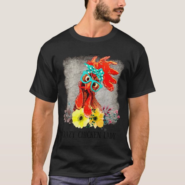 T-shirt Funny Crazy Chicken Lady Word Art  (Devant)
