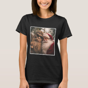 T-shirt Funny Cute Bigfoot Santa Claus Selfie Noël Pa