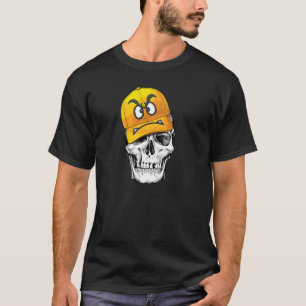 T-shirt Funny Cute Skull Wears Angry Yellow Cap Graphic Pu
