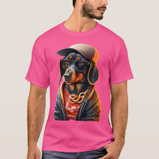 T-shirt Funny Dachshund Cute Rap Hip hop Rb