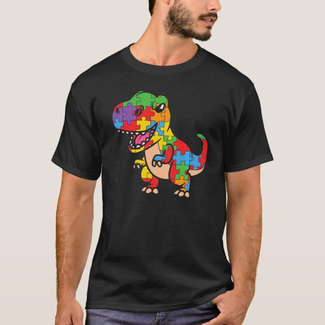 T-shirt Funny Dinasour T Rex Design Autiste Autisme Award (Devant)