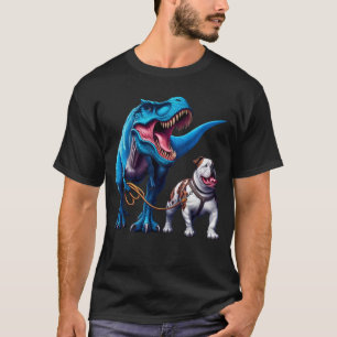 T-shirt Funny Dinosaur American Bulldog Amoureux des chien
