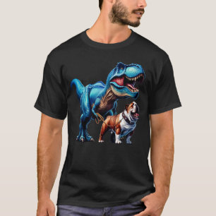 T-shirt Funny Dinosaur Anglais Bulldog Amoureux des chiens