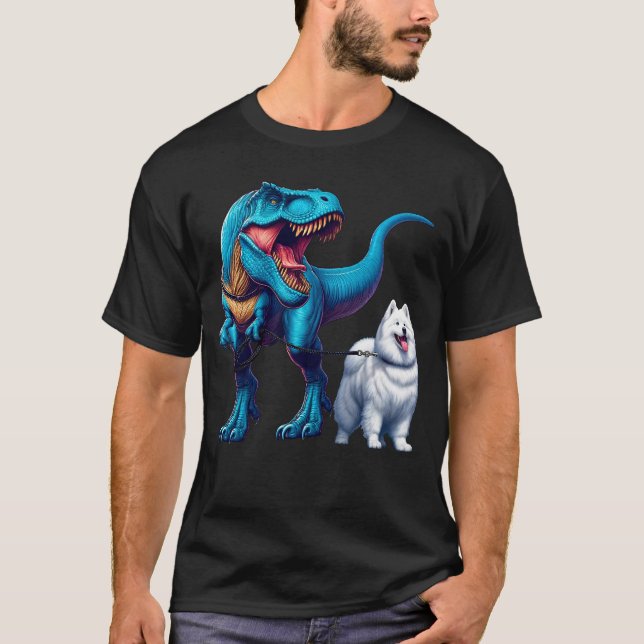 T-shirt Funny Dinosaur Samoyed Amoureux des chiens de marc (Devant)