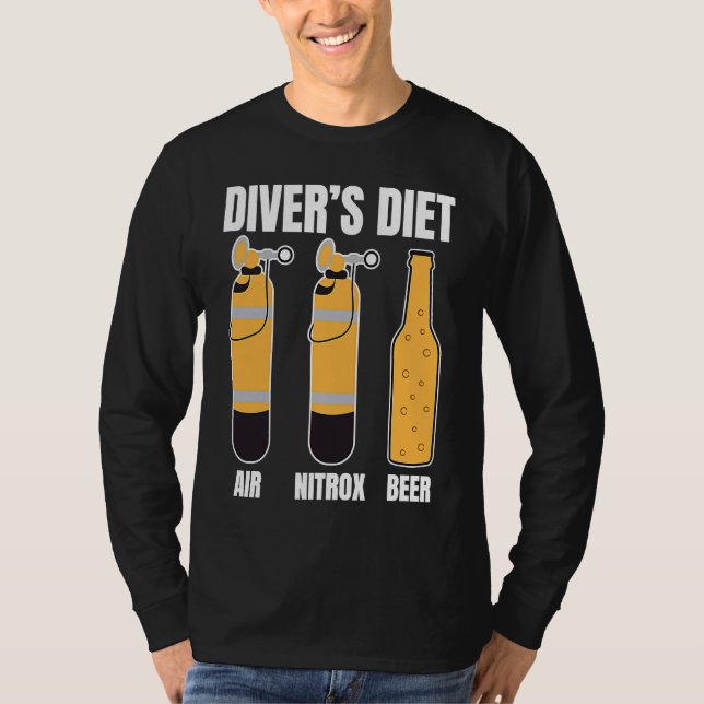 T-shirt Funny Diver Diet Beer Diving Water Sports T (Devant)