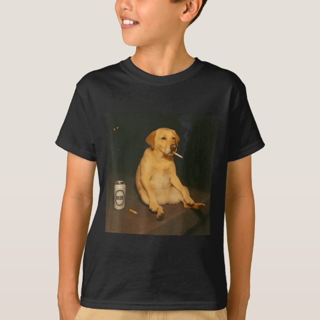 T-shirt Funny Dog Beer Smoking Meme Sarcastic Dog Lover  (Devant)
