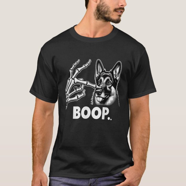 T-shirt Funny Dog German Shepherd Skeleton Hand Boop Costu (Devant)