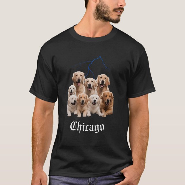 T-shirt Funny Dog Golden Retriever Bootleg Chicago Illinoi (Devant)