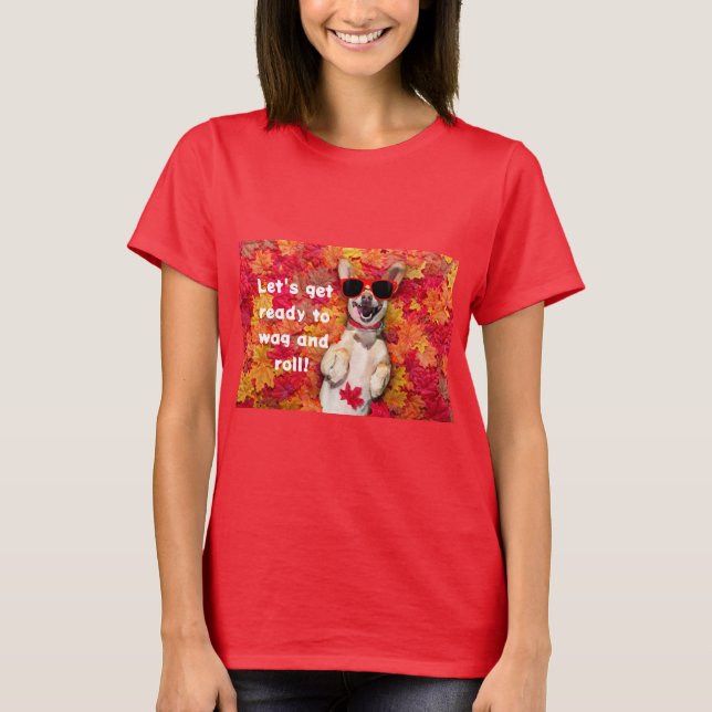 T - Shirt Funny Dog Print Let's Get Ready (Vorderseite)