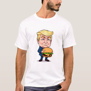 T-shirt Funny Donald Trump Cartoon with Giant Burger