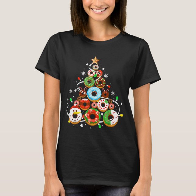 T-shirt Funny Donuts Christmas Tree Lights Xmas Pjs Boys K (Devant)
