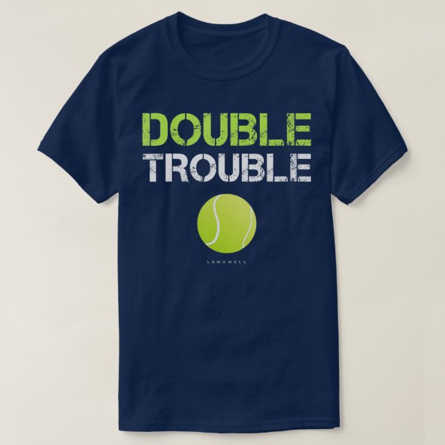 T-shirt Funny Double Trouble Funny Tennis Team (Design devant)
