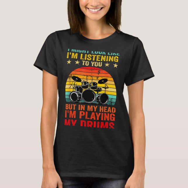 T-shirt Funny Drummer Men Women Drumline Drumming Musical  (Devant)